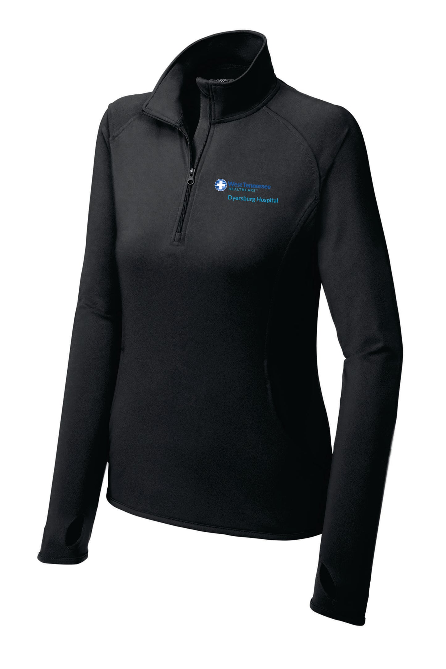 WTH Ladies Sport Wick Stretch 1/4 Pullover - charcoal grey