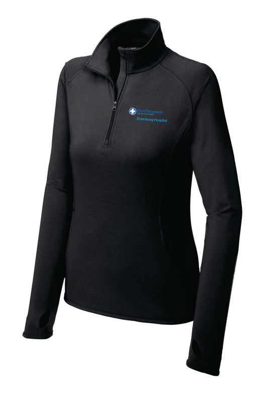 WTH Ladies Sport Wick Stretch 1/4 Pullover - charcoal grey