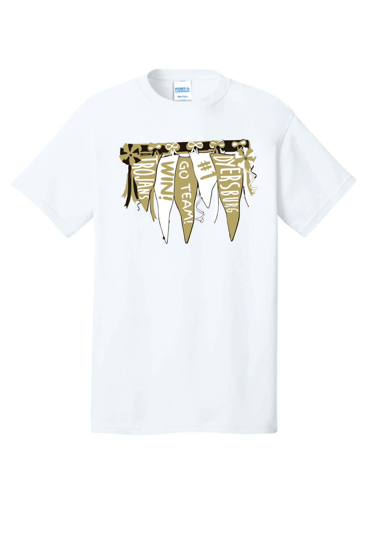DMS Girl's Trojan Pennant with Ribbons Tee