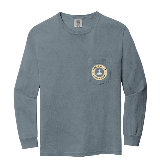 Three Oaks Baptist Comfort Colors LS Pocket Tee Design #1